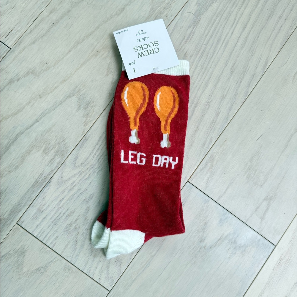Thanksgiving Leg Day Crew Socks - Red
